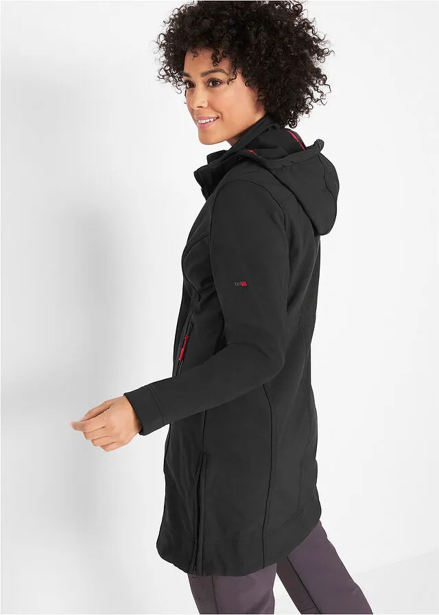 Abrigo de softshell, repelente al agua Negro