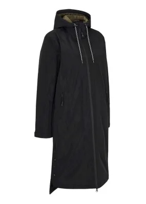 Abrigo guateado impermeable de largo midi Negro