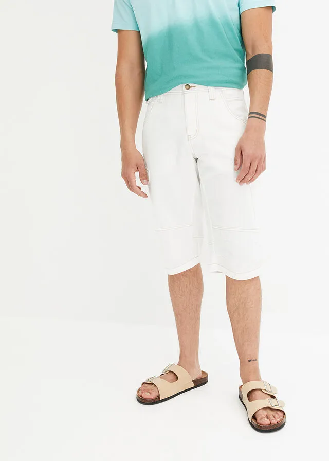 Bermudas vaqueras largas, loose fit Blanco lana