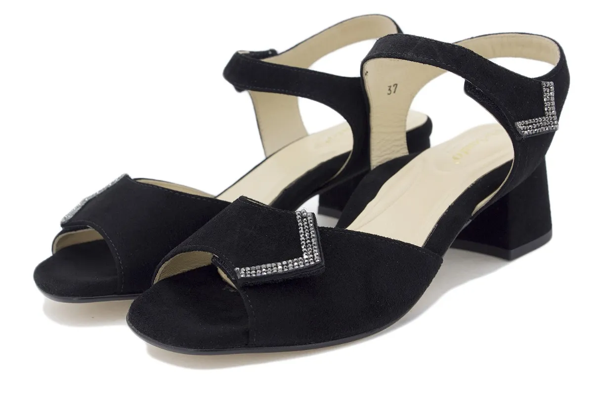 Black Suede Heel Sandal