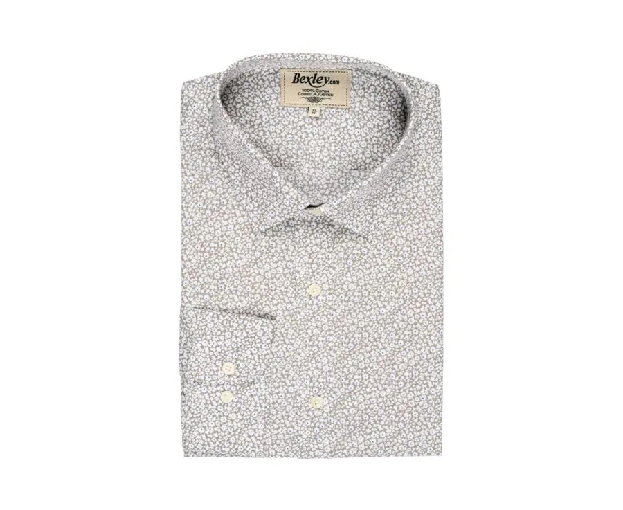 BLUE COTTON PRINTED SHIRT WITH WHITE AND RED PATTERNS  EDALBERT