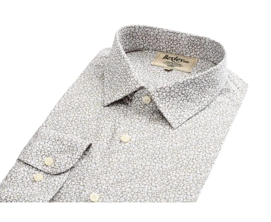 BLUE COTTON PRINTED SHIRT WITH WHITE AND RED PATTERNS  EDALBERT