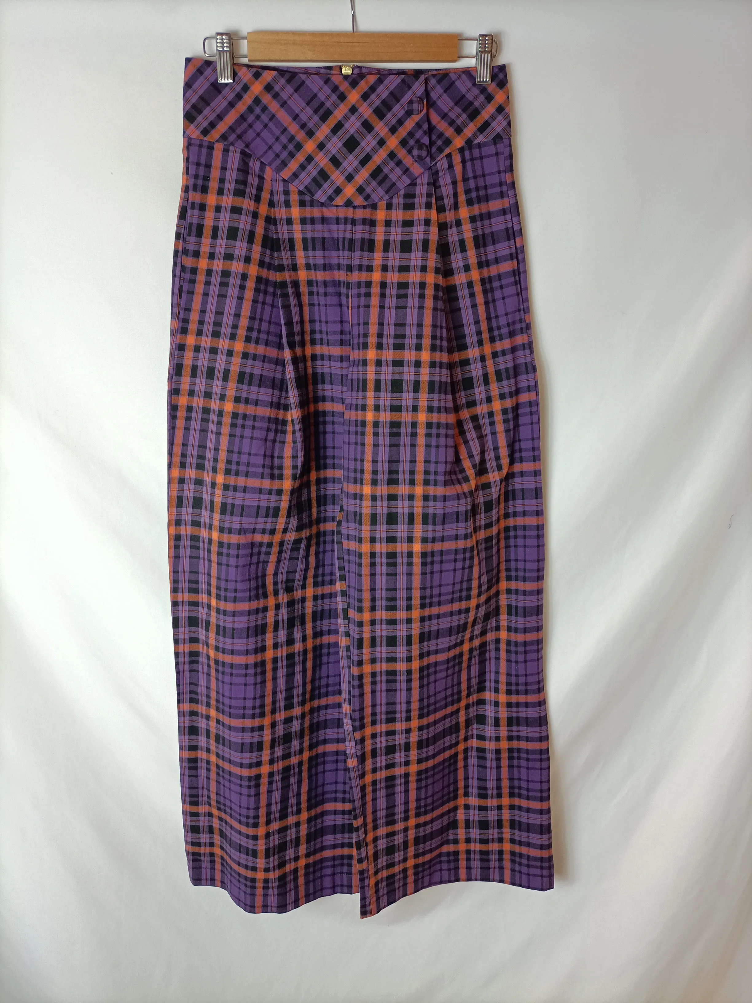 CHERUBINA. Pantalón cuadros morados T.s
