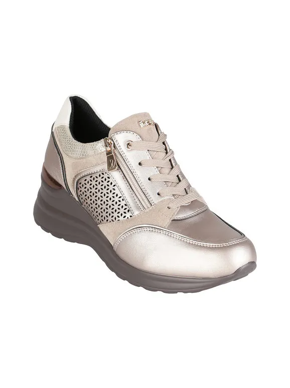 Inblu Zapatillas de mujer con cuña y cremallera.