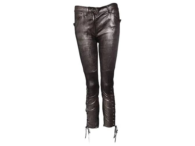 Isabel Marant, Pantalones de seda metalizados Niall. Plata 