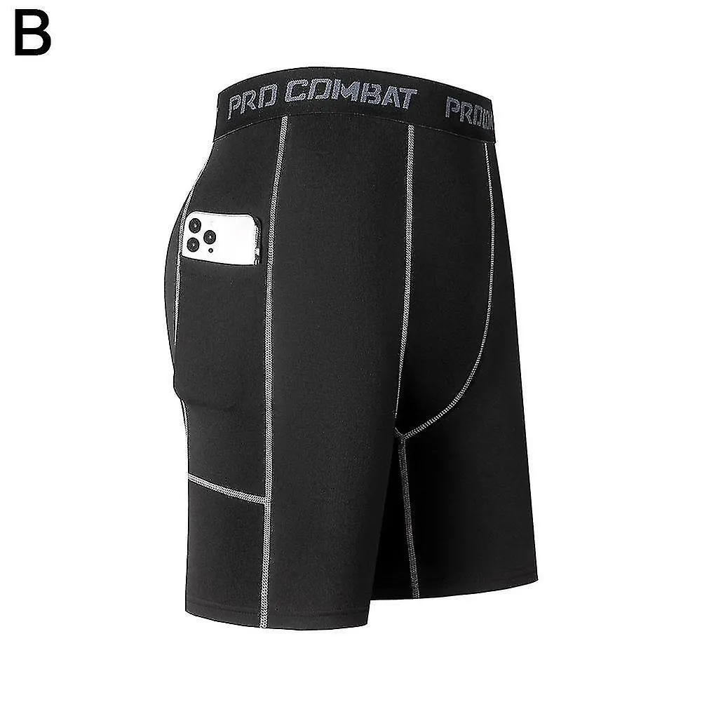 Men&#39;s Athletic Fitness Pants Compression Short Pants With Pocket