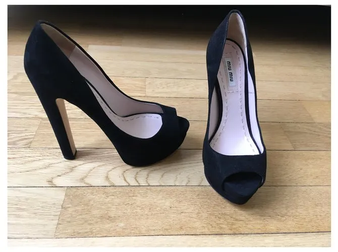 Miu Miu peep toe (meseta) Negro 