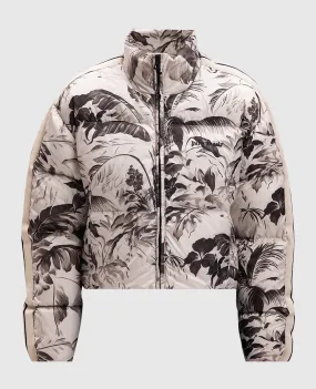 Palm Angels Beige track down jacket with logo embroidery in print