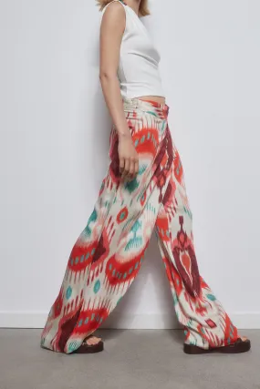 Printed double-breasted pants