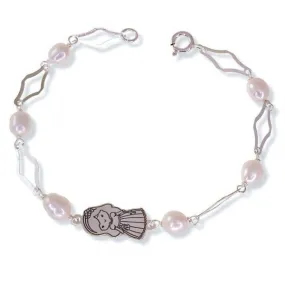Pulsera Plata Comunión Perla