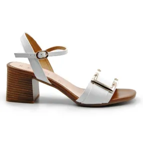 REPO 30287-E3 Cuero y blanco Sandalia vestir tacón ancho mujer
