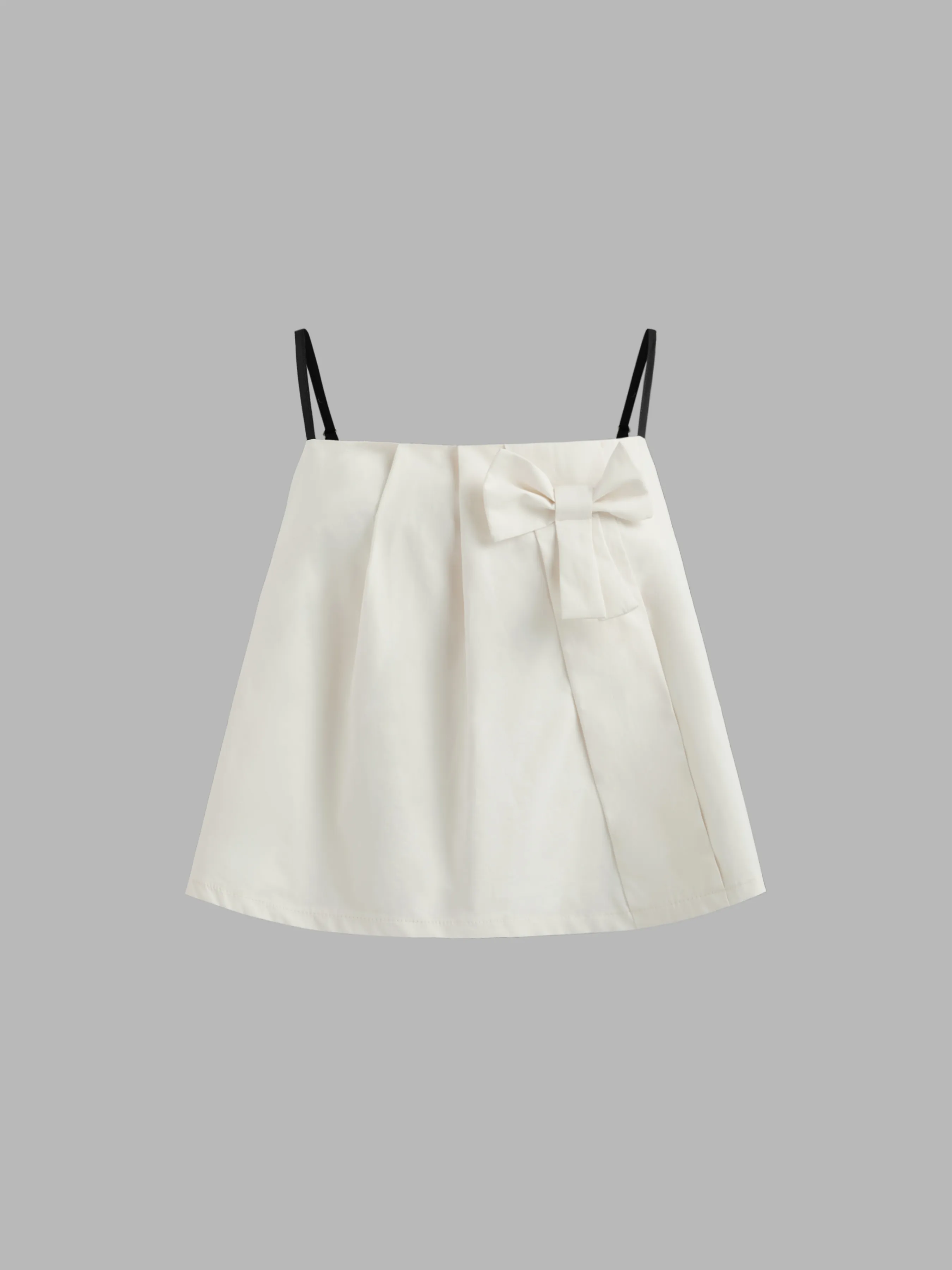 Top Cami con Lazo y Pliegues de Cuello Cuadrado en Algodón 100% Solido