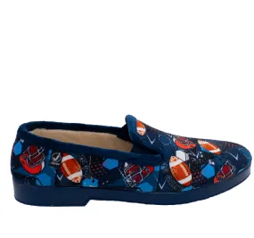 ZAPATILLA JAVER 2-92 PANTUFLA DE CASA ELÁSTICOS MARINO MUY CÓMODA PARA NIÑOS ESTAMPADO ELEMENTOS RUGBY 27921